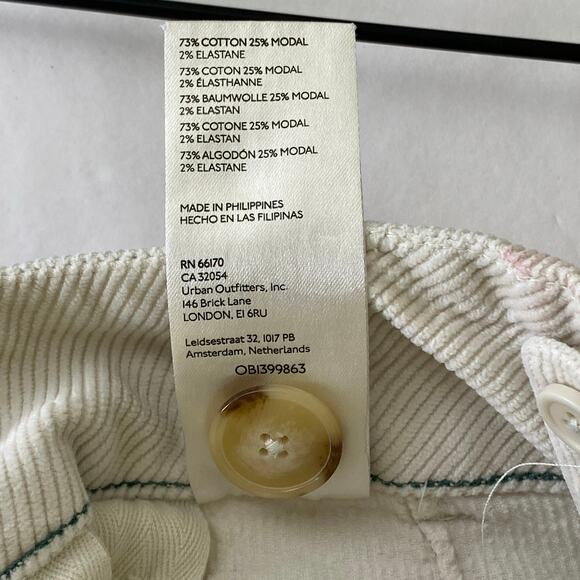 Maeve Colette Cropped Wide Leg Corduroy Pants Size 26P Cream Anthropologie - Picture 11 of 13